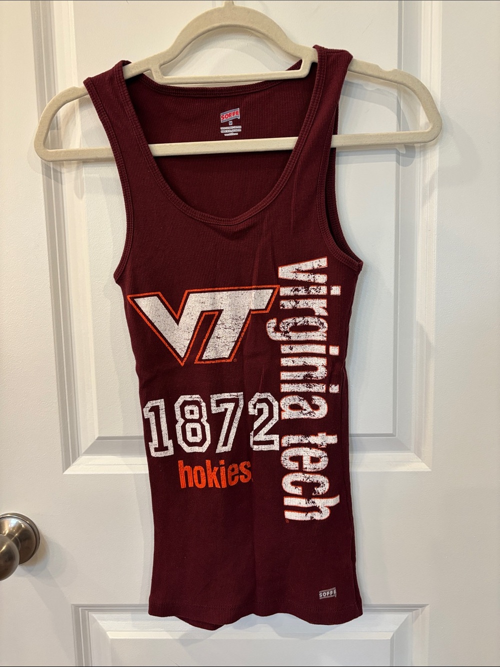 Soffe Maroon Virginia Tech Ribbed Tank with VT Logo